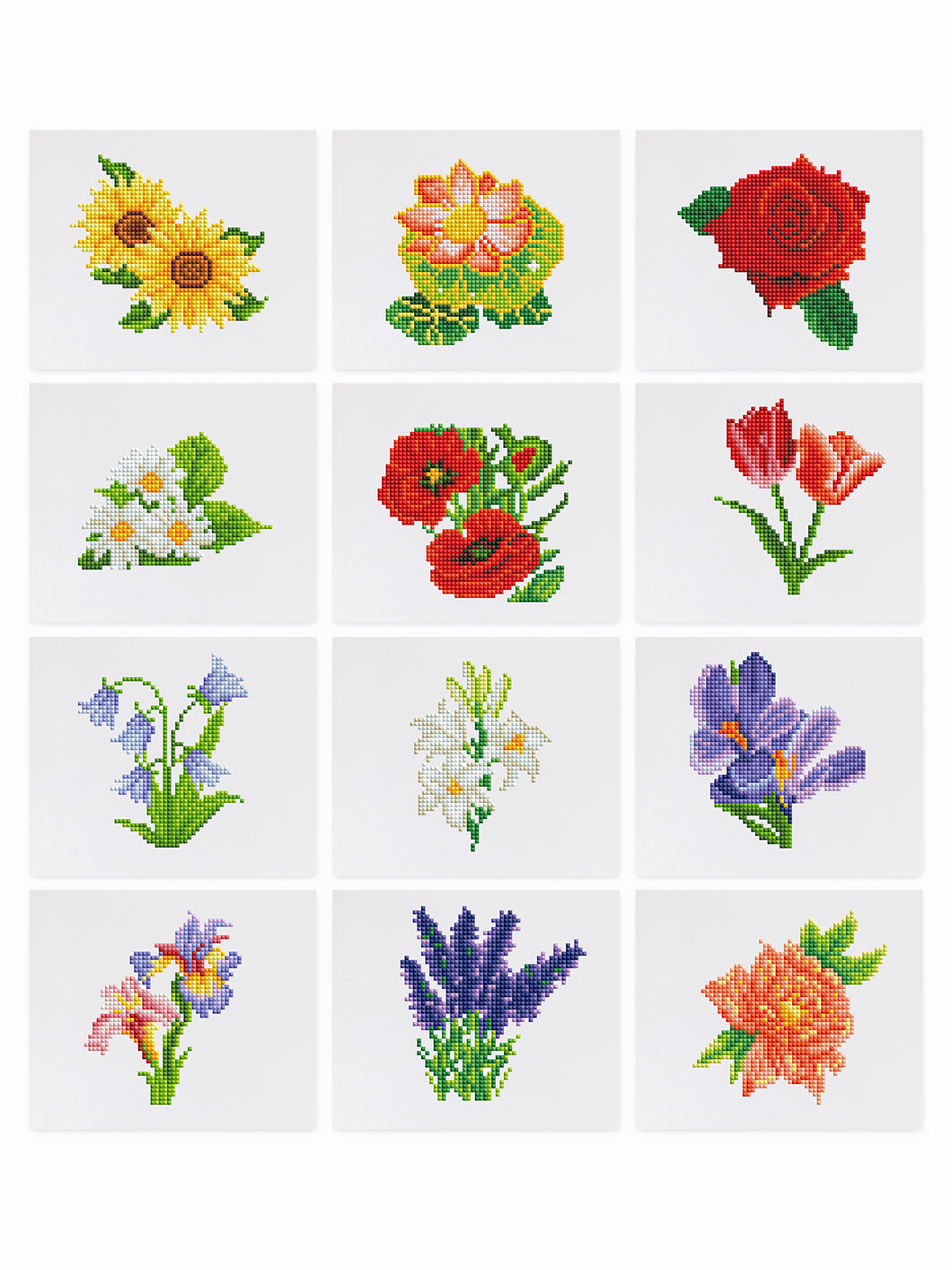 12 Mini Diamond Paintings - Bloemen