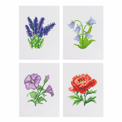 4 Mini Diamond Paintings - Bloemen