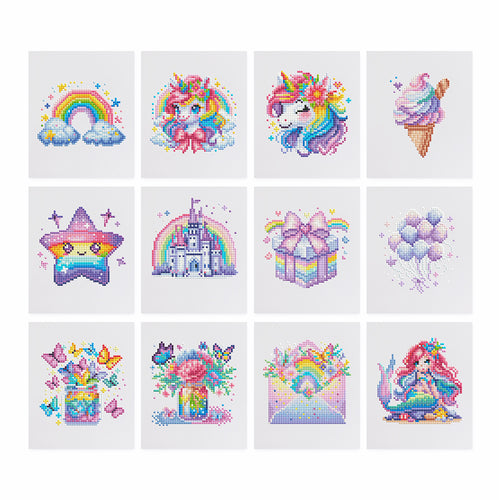 12 Mini Diamond Paintings - Regenboog