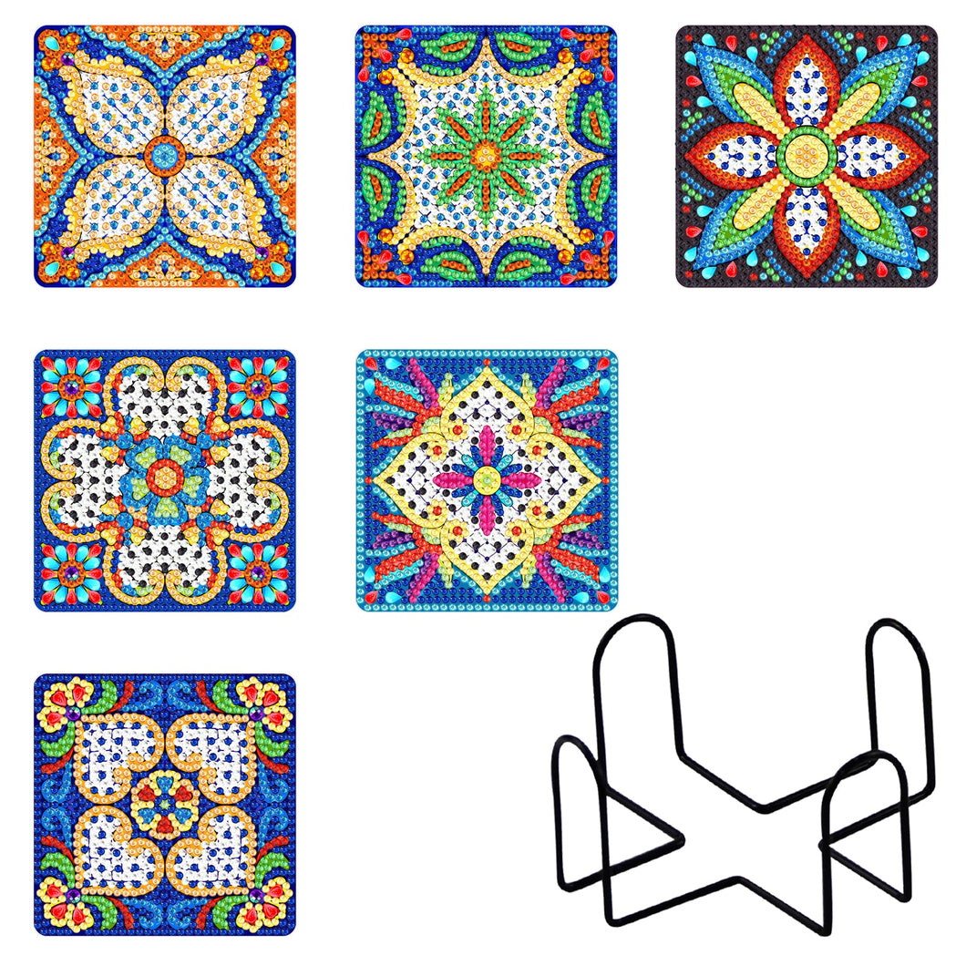 Square Mandala Coasters - 6 pcs