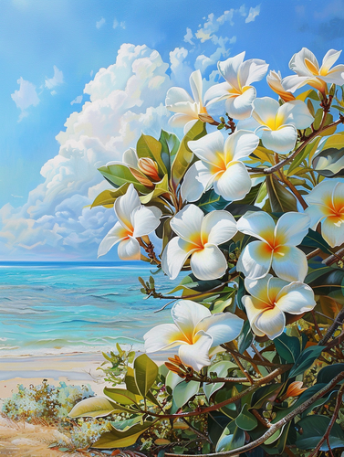 Diamond Painting - Plumeria aan het Strand