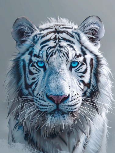 Diamond Painting - Witte Tijger met Blauwe Ogen