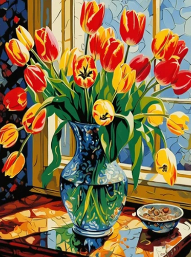 Diamond Painting - Tulpen voor het Raam