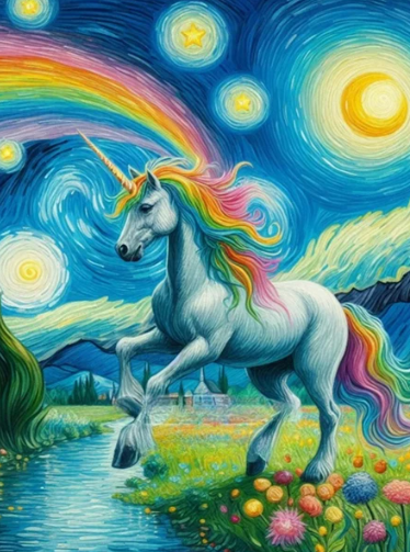 Diamond Painting - Unicorn met de Sterrennacht