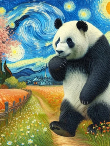 Diamond Painting - Panda met Sterrennacht