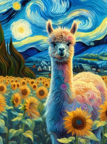 Diamond Painting - Alpaca met de Sterrennacht