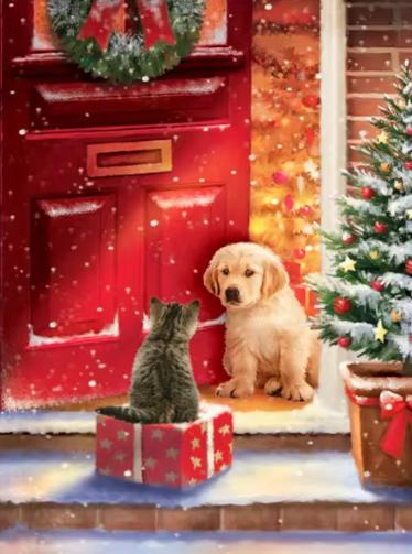 Diamond Painting - Kerst Puppy en Kitten