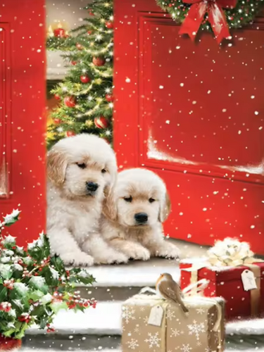 Diamond Painting - Kerst Puppy's