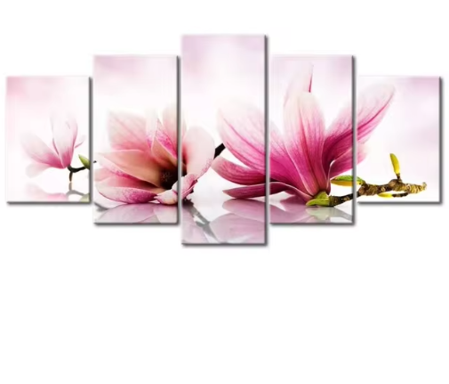 Diamond Painting - Roze Magnolia's - 5 Luik