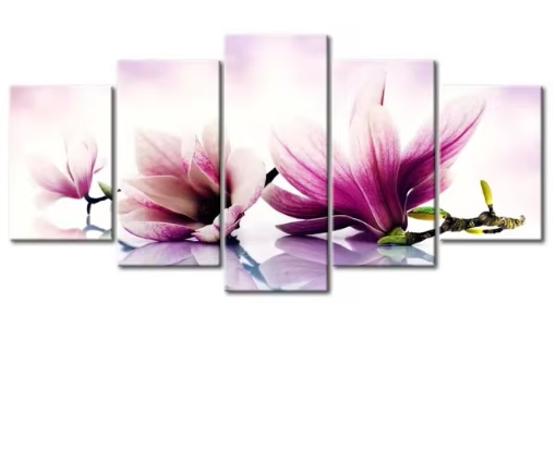 Diamond Painting - Paarse Magnolia's - 5 Luik