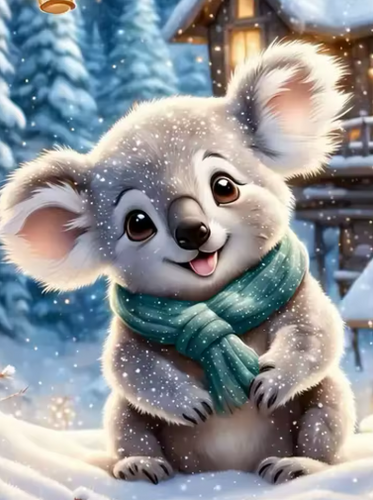 Diamond Painting - Koala in de Sneeuw