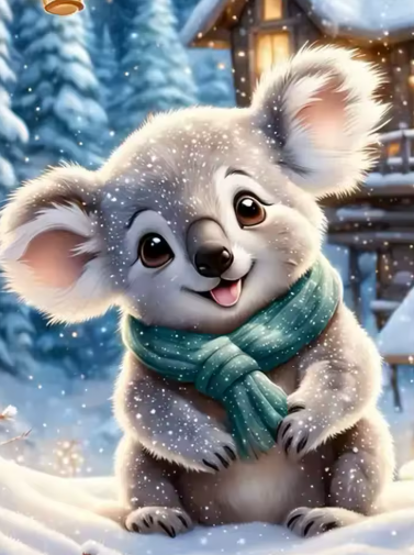 Diamond Painting - Koala in de Sneeuw