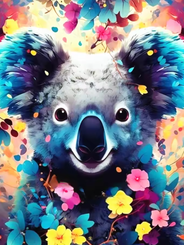 Diamond Painting - Koala met Bloemen