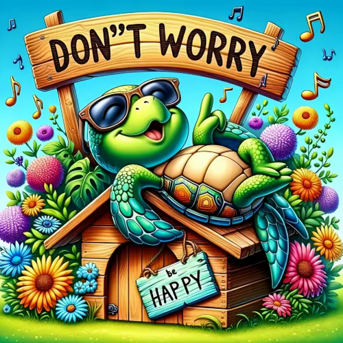 Diamond Painting - Tekst - Don't Worry Be Happy Schildpad