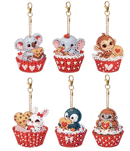 Diamond Painting Sleutelhangers - Cupcake Dieren