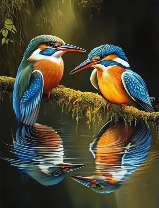 Diamond Painting - Ijsvogels op een Tak