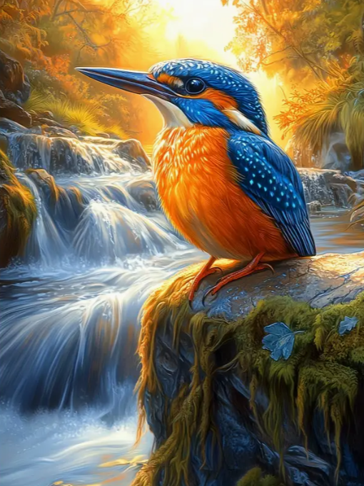 Diamond Painting - Ijsvogel bij de Rivier