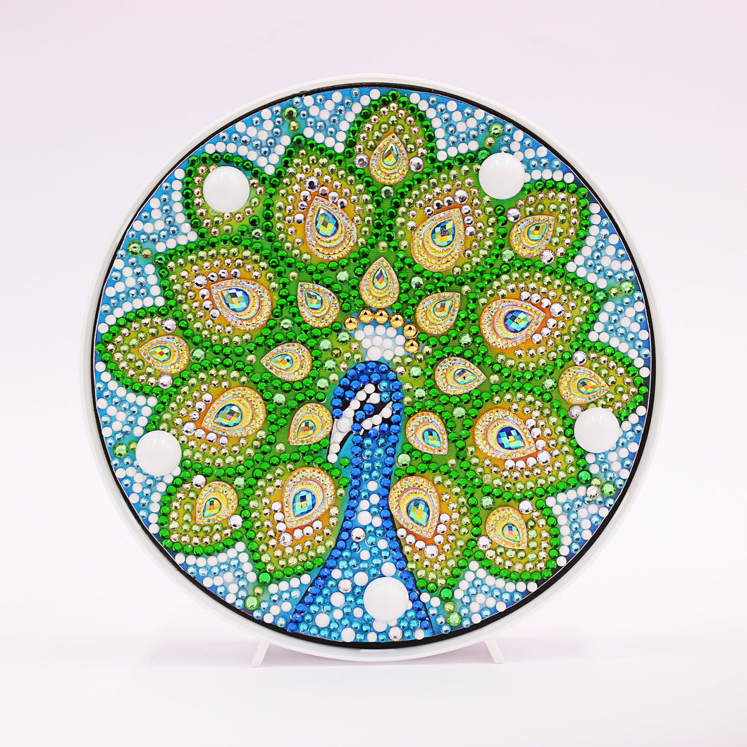 Diamond Painting Round Lamp - Peacock