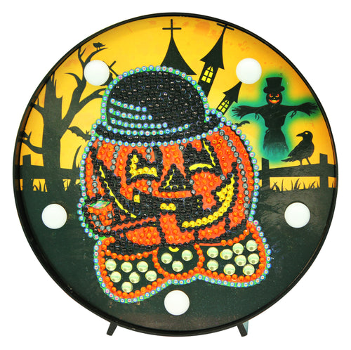 Diamond Painting Ronde Lampje - Halloween Pompoen