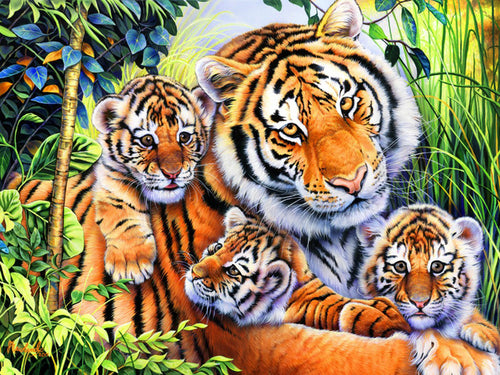 Diamond Painting - Tijger met Welpjes