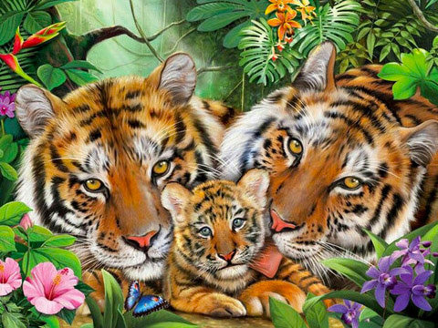 Diamond Painting - Tijger Familie