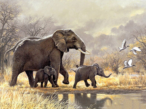 Diamond Painting - Olifant met Kleintjes