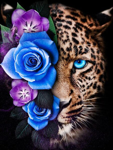 Diamond Painting - Panter met Bloemen