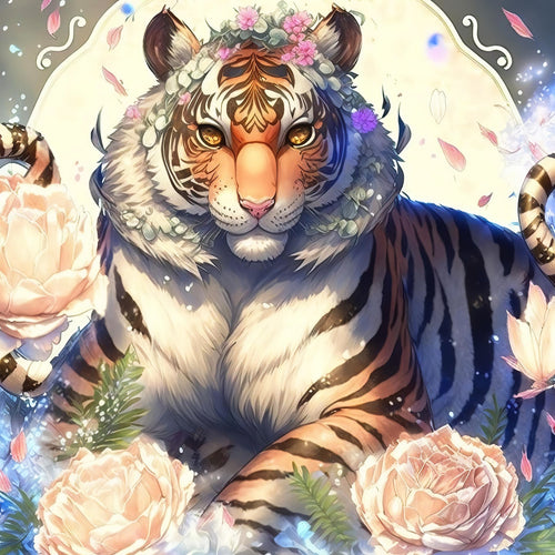 Diamond Painting - Tijger met Rozen