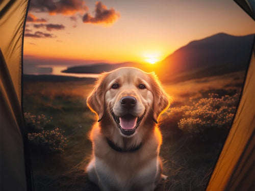 Diamond Painting - Golden Retriever met Zonsondergang