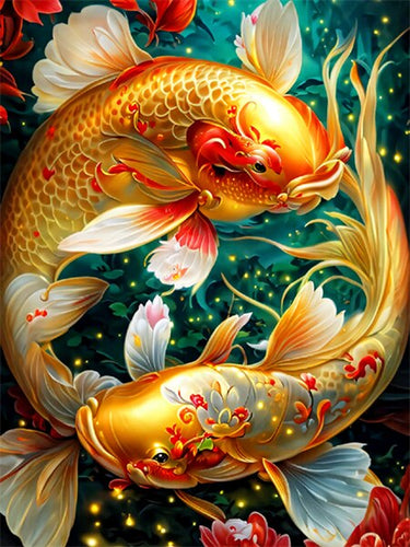 Diamond Painting - Gouden Koi Karpers