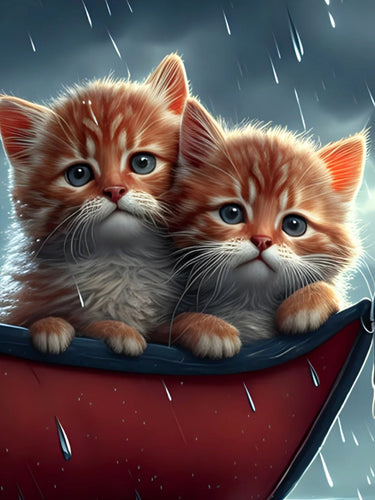 Diamond Painting - Kittens op een Bootje