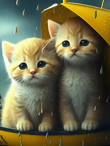 Diamond Painting - Kittens in de Regen