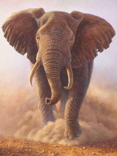 Diamond Painting - Rennende Olifant - Diamond Paradijs